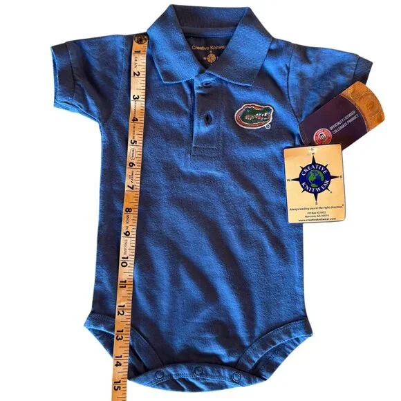 0-3 Months Boys UF Gator Polo Bodysuit 100% Cotton By Creative Knitwear - Picture 3 of 5